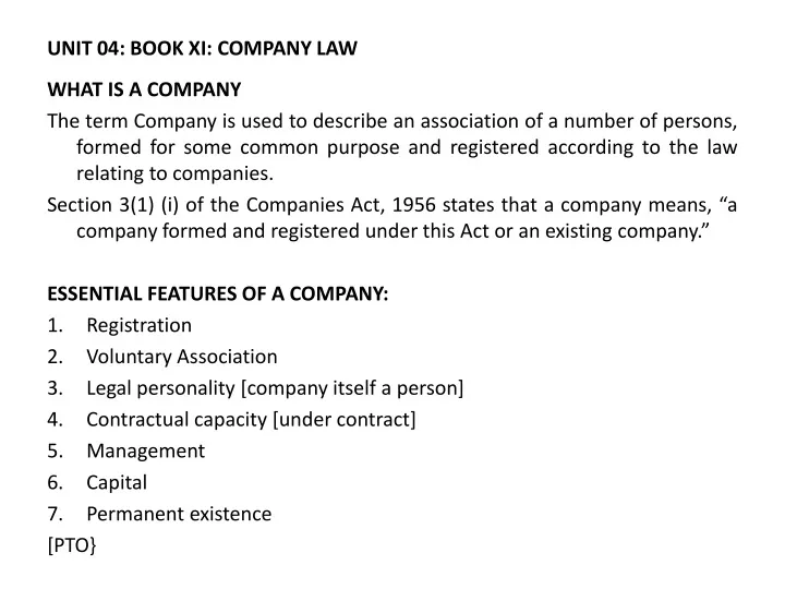 unit 04 book xi company law
