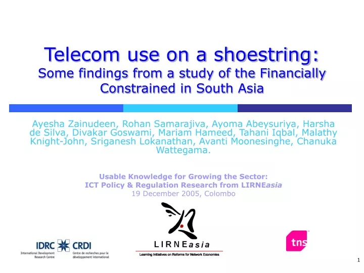 telecom use on a shoestring some findings from a study of the financially constrained in south asia