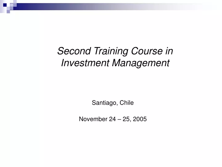 second training course in investment management