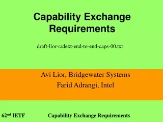 Capability Exchange Requirements
