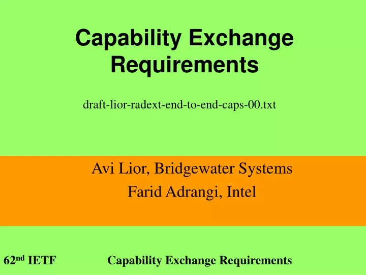 capability exchange requirements