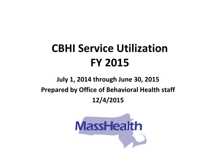 cbhi service utilization fy 2015