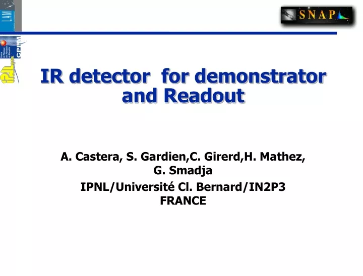 ir detector for demonstrator and readout