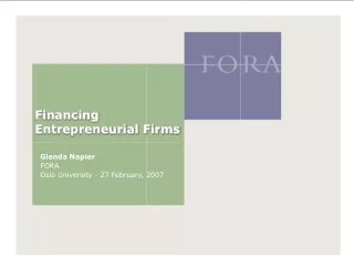 Financing Entrepreneurial Firms
