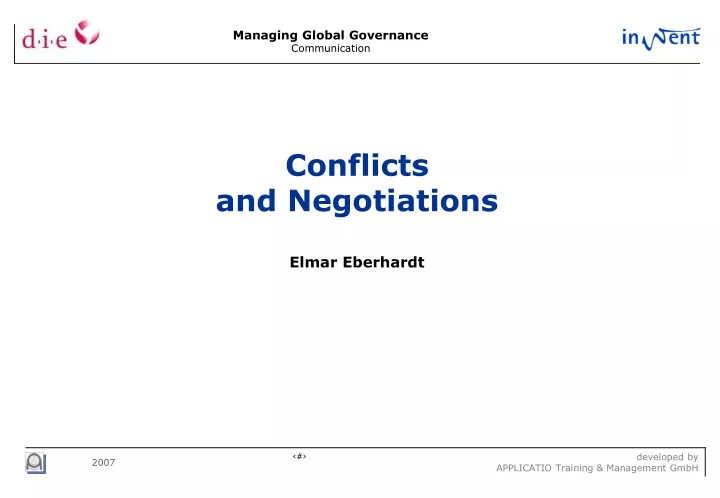 conflicts and negotiations elmar eberhardt