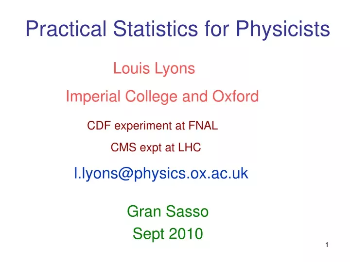 practical statistics for physicists