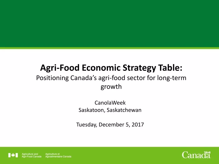 agri food economic strategy table