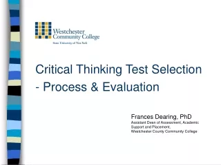 Critical Thinking Test Selection  - Process &amp; Evaluation