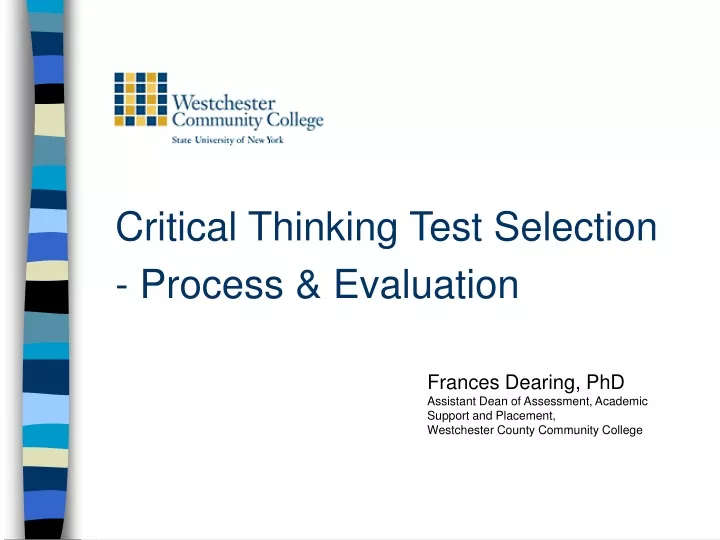 critical thinking test selection process