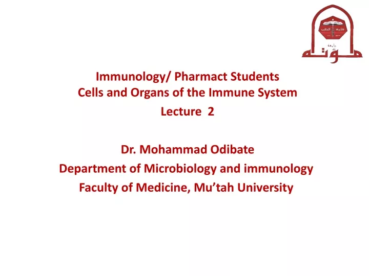 immunology pharmact students cells and organs