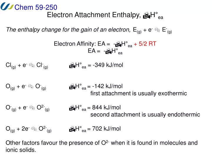 electron attachment enthalpy d h ea the enthalpy