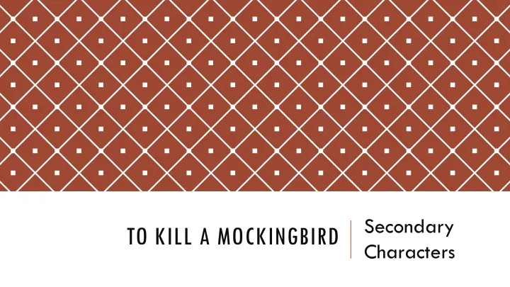 to kill a mockingbird