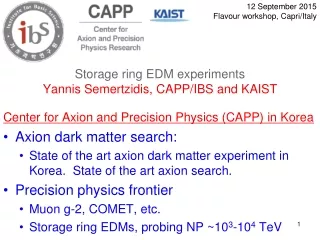 S torage ring EDM experiments Yannis Semertzidis, CAPP/IBS and KAIST
