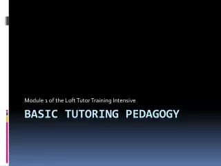 Basic Tutoring Pedagogy