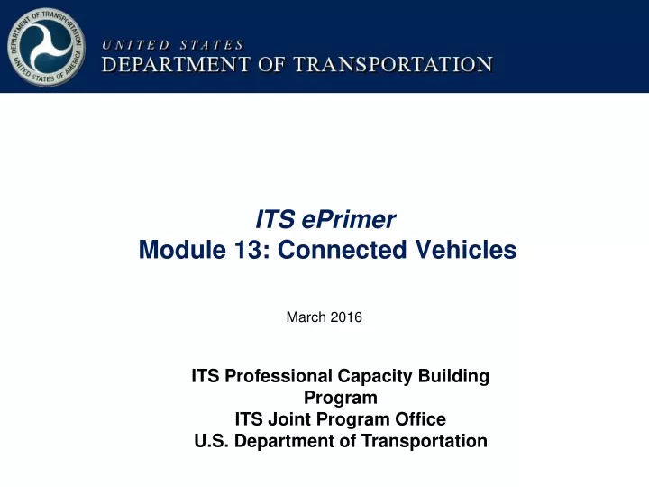 its eprimer module 13 connected vehicles