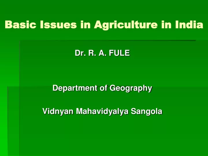 basic issues in agriculture in india