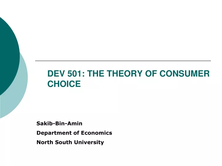 dev 501 the theory of consumer choice