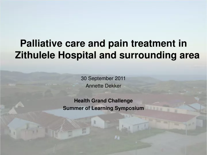 palliative care and pain treatment in zithulele