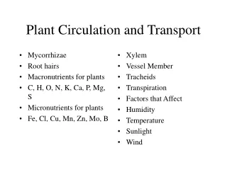 Plant Circulation and Transport