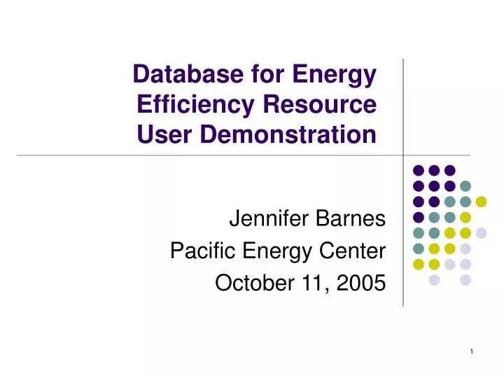 database for energy efficiency resource user demonstration