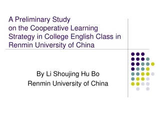 By Li Shoujing Hu Bo  Renmin University of China