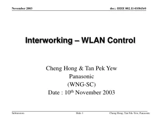 Interworking – WLAN Control