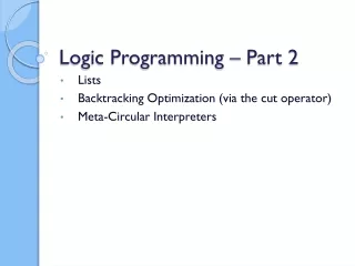 Logic Programming – Part 2