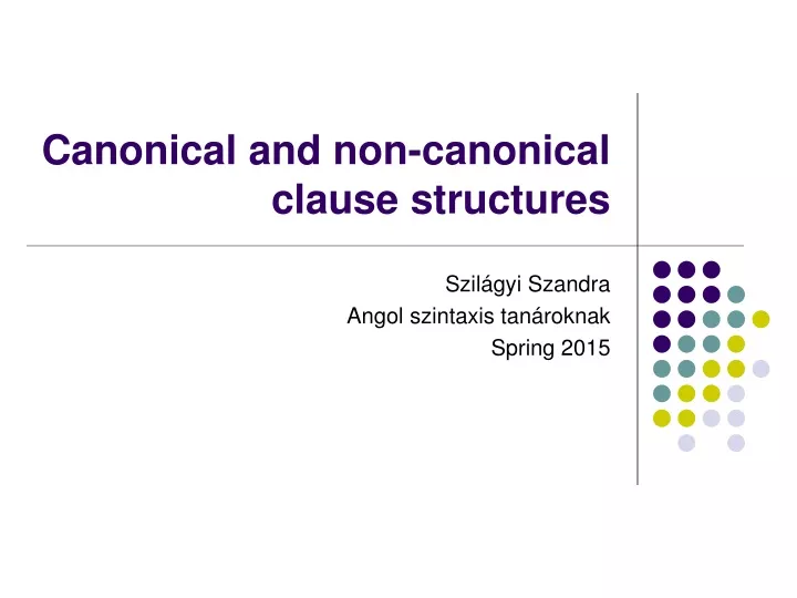 canonical and non canonical clause structures