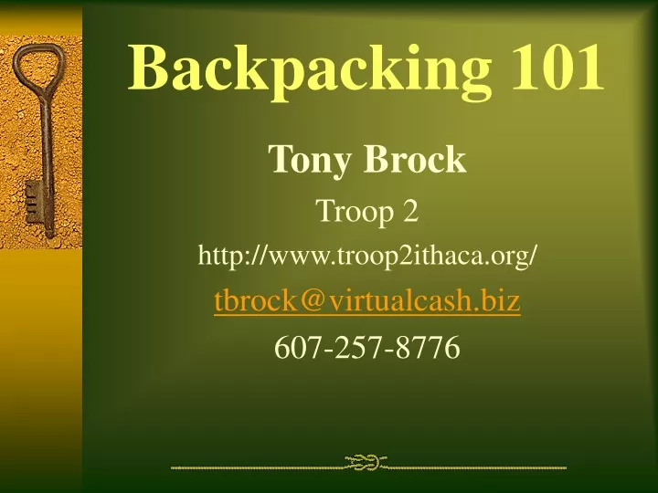backpacking 101