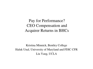 Pay for Performance? CEO Compensation and  Acquirer Returns in BHCs