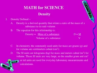 MATH for SCIENCE Density
