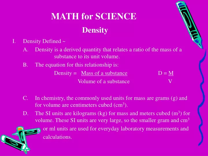 math for science density