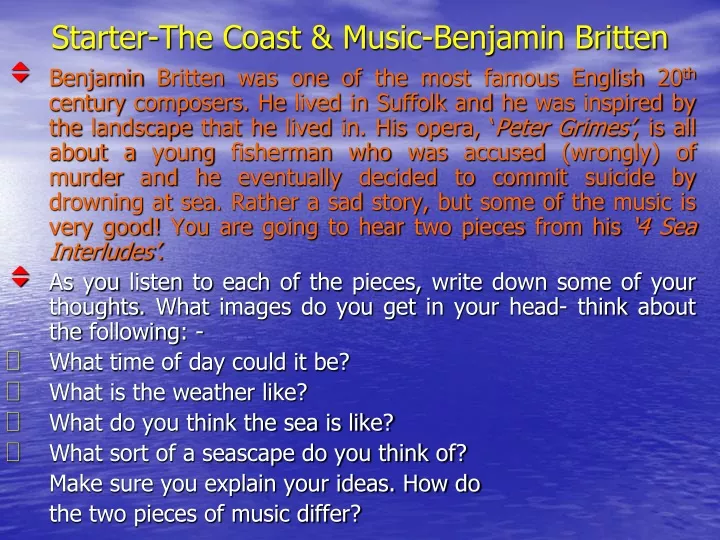 starter the coast music benjamin britten