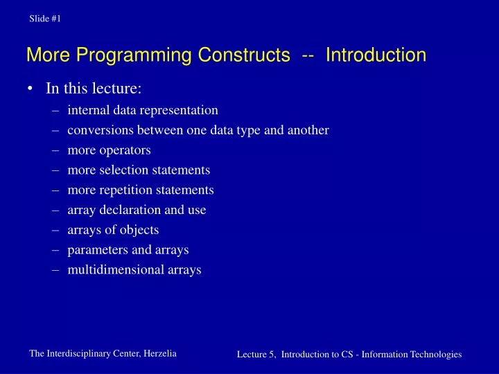 more programming constructs introduction