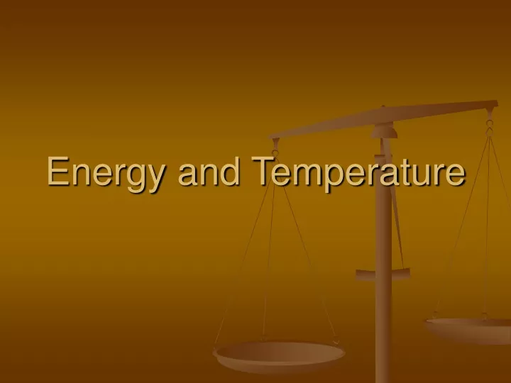 energy and temperature