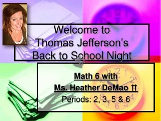 Welcome to  Thomas Jefferson’s Back to School Night