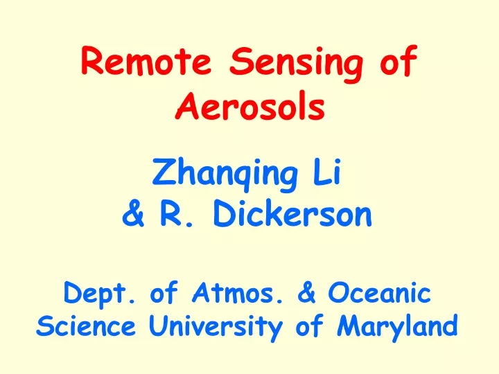 remote sensing of aerosols