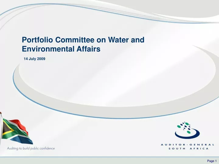 portfolio committee on water and environmental affairs