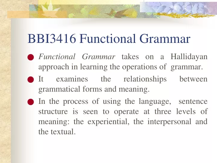 bbi3416 functional grammar