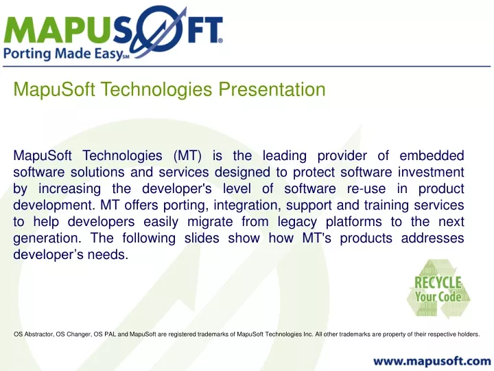 mapusoft technologies presentation