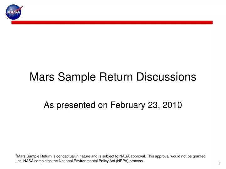 mars sample return discussions as presented on february 23 2010