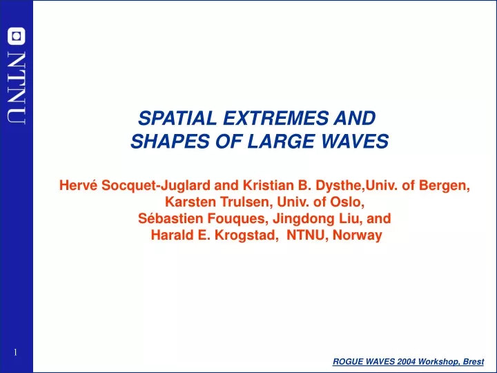 spatial extremes and shapes of large wave s