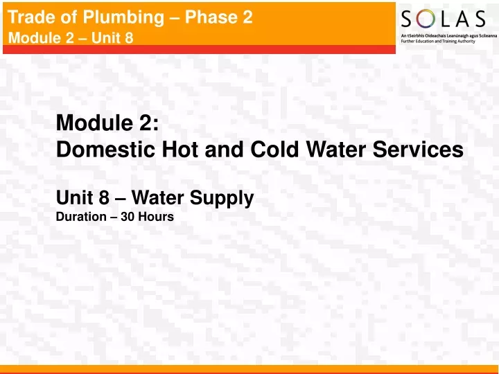 module 2 domestic hot and cold water services