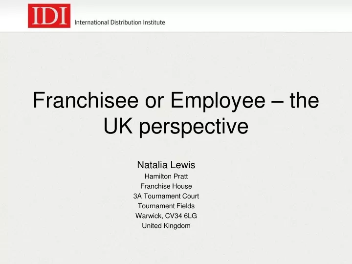 franchisee or employee the uk perspective