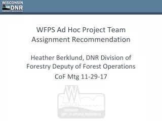 WFPS Ad Hoc Project Team Assignment Recommendation