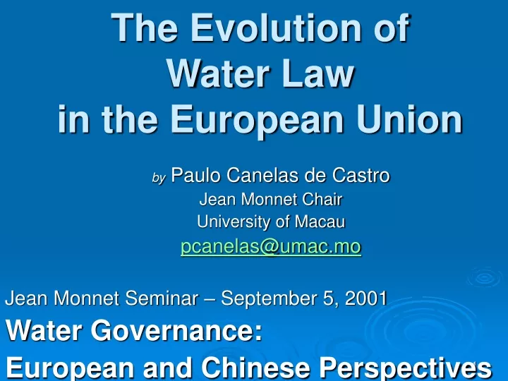 the evolution of water law in the european union