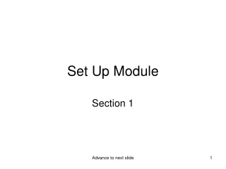 Set Up Module
