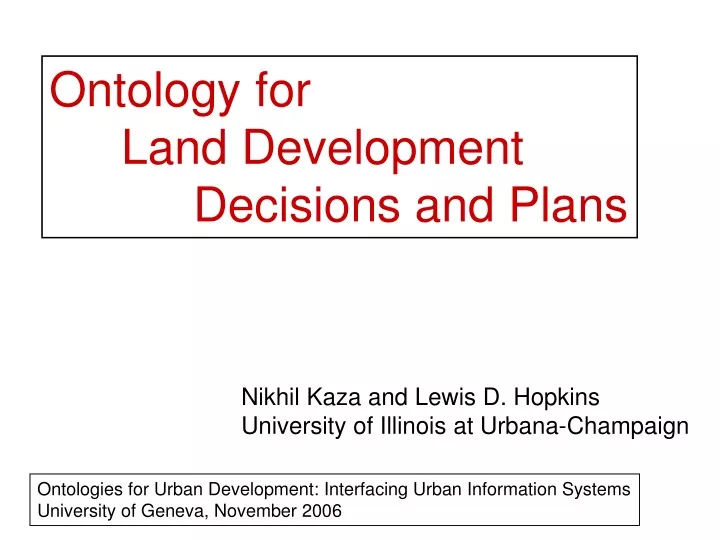 ontology for land development decisions and plans