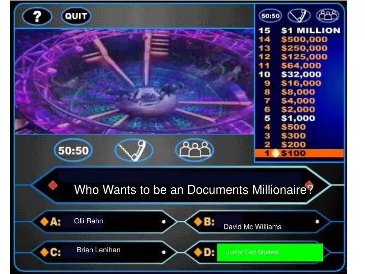 who wants to be an documents millionaire