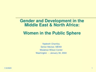 Gender and Development in the Middle East &amp; North Africa: Women in the Public Sphere